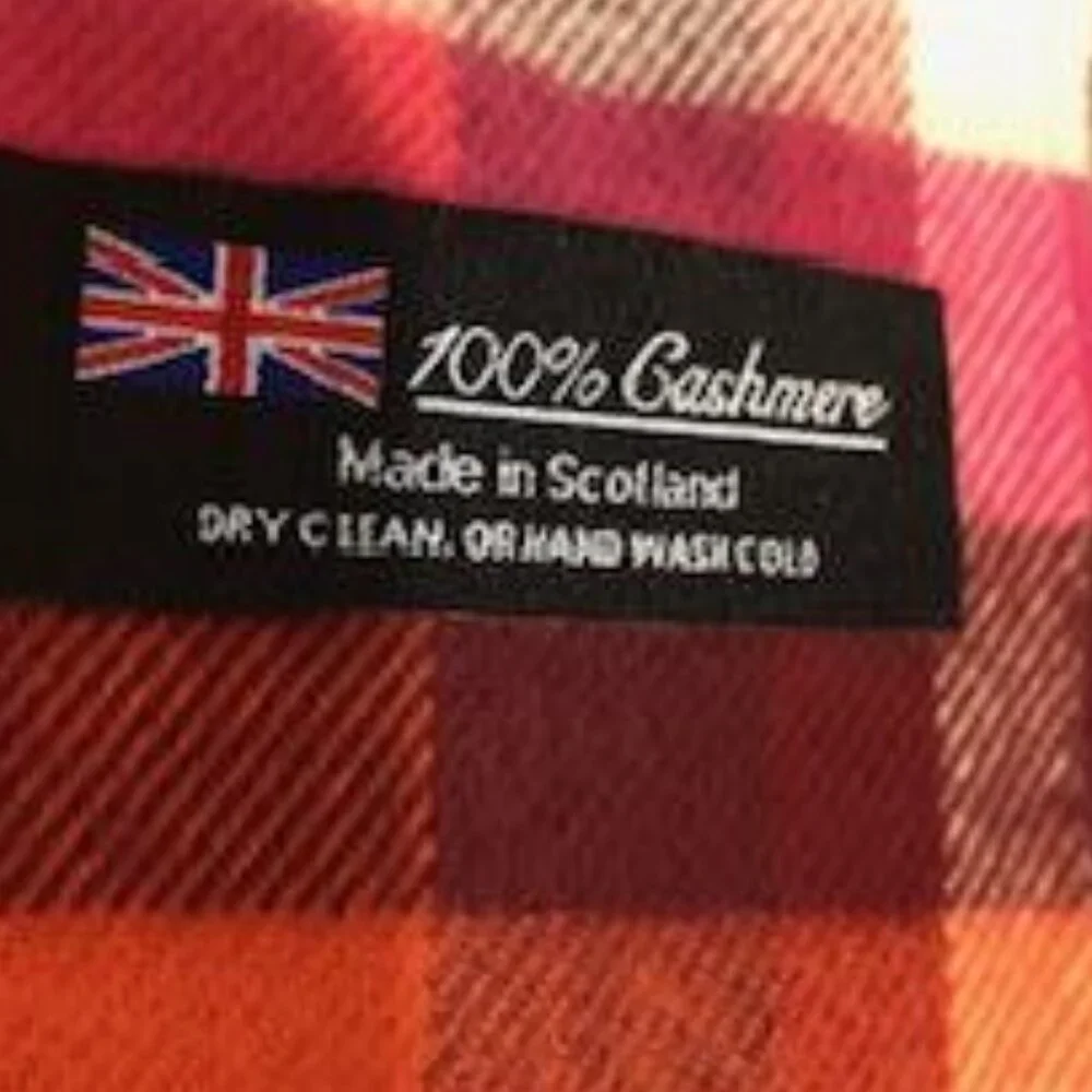 Cashmere Plaid Unisex Scarf Made in Scotland Pre-Owned.